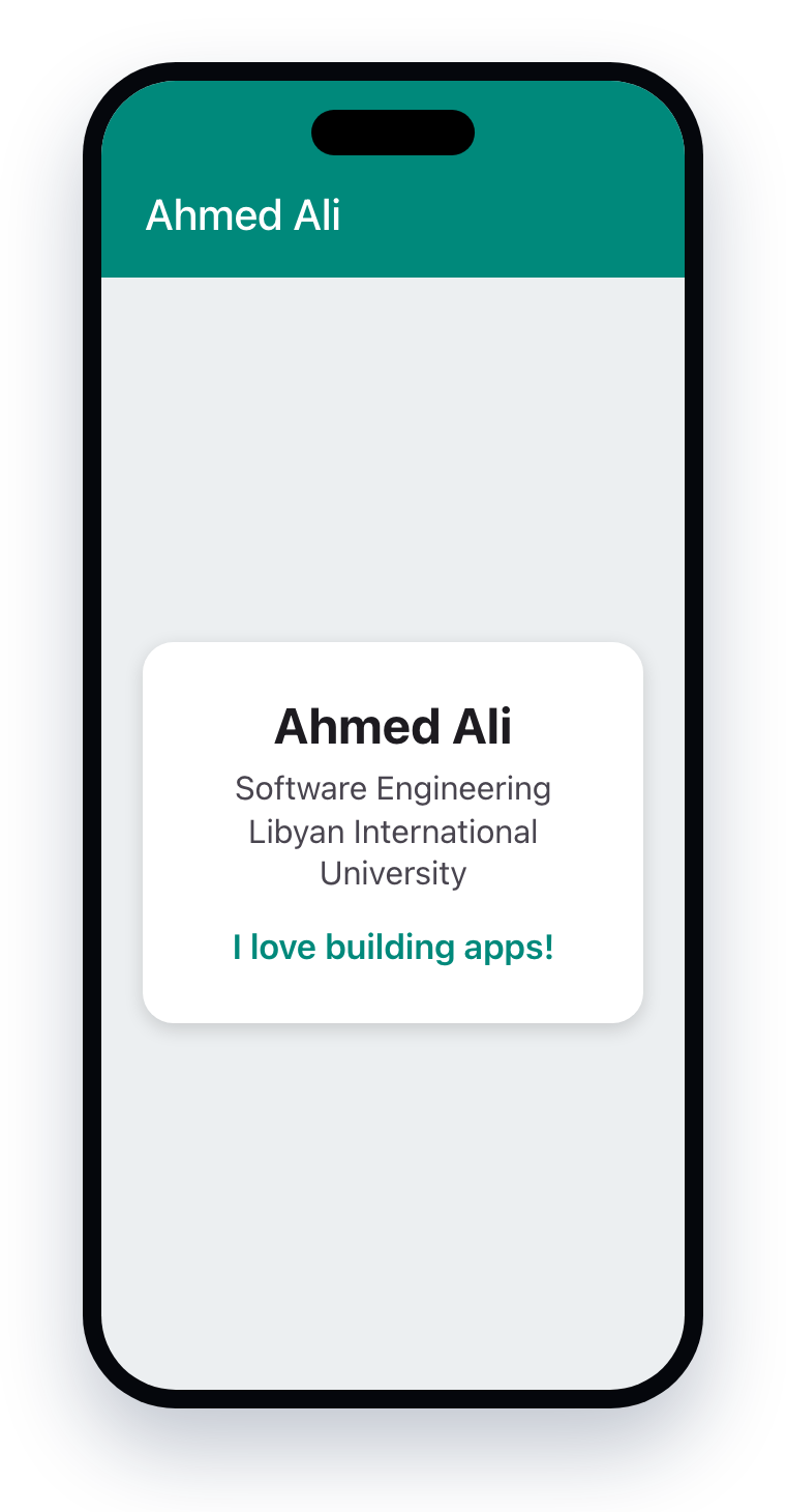 Example design for Project 1: a profile card app